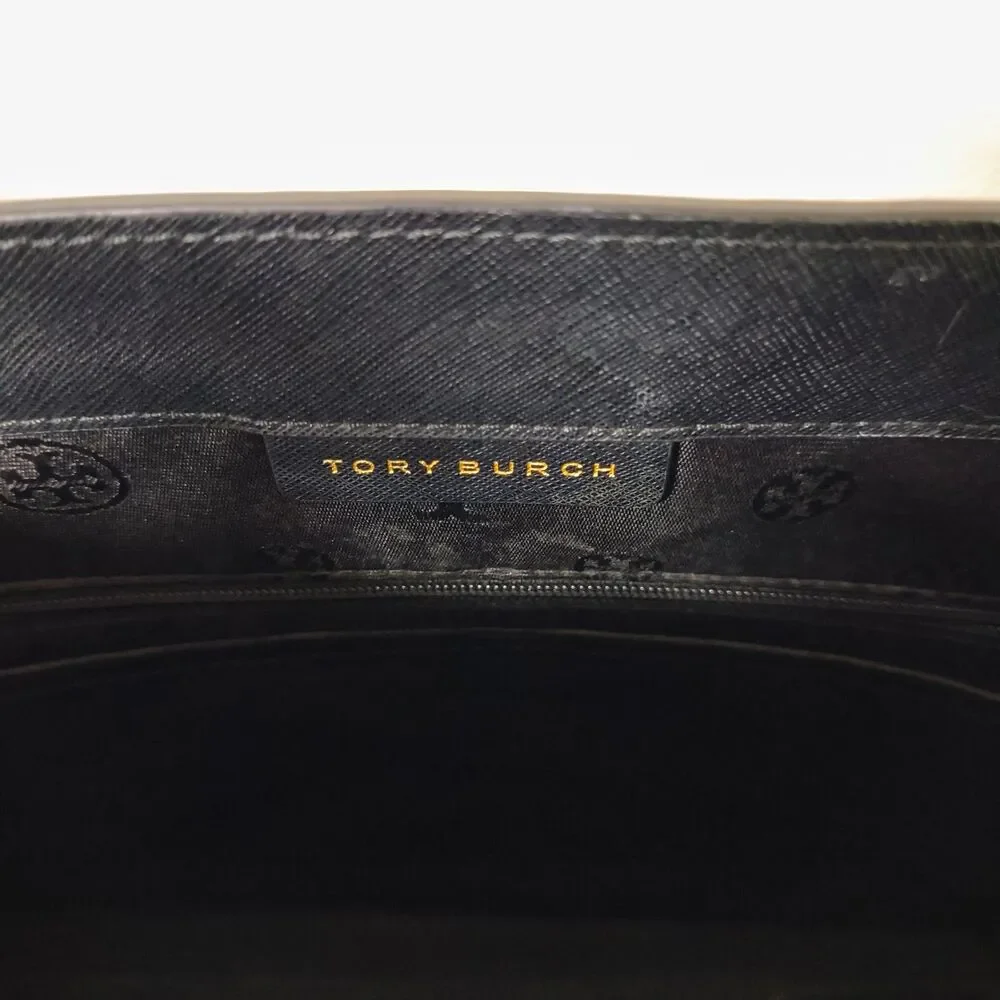 Tory Burch Black Saffiano Leather Tote w/ Gold Hardware